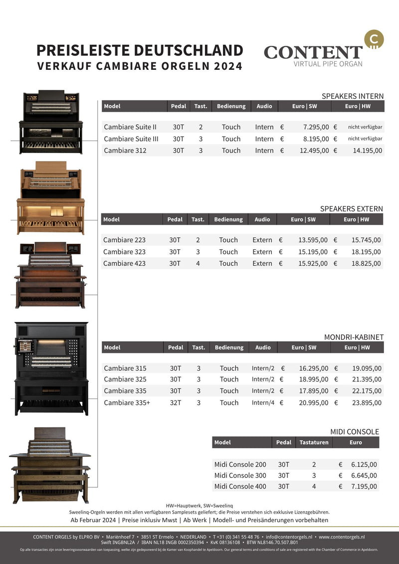 Orgel Content Cambiare Suite III